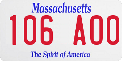 MA license plate 106AO0