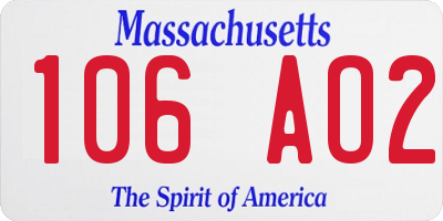 MA license plate 106AO2