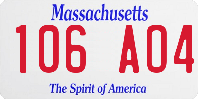 MA license plate 106AO4