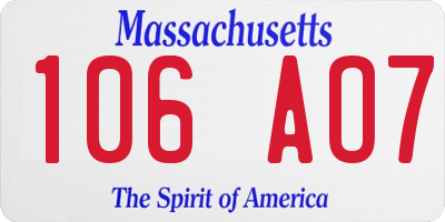 MA license plate 106AO7