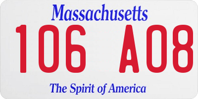 MA license plate 106AO8