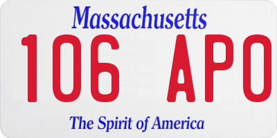 MA license plate 106AP0