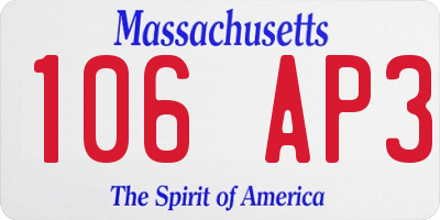 MA license plate 106AP3