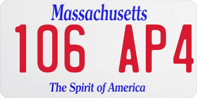 MA license plate 106AP4