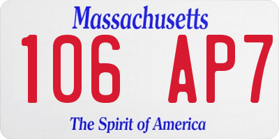 MA license plate 106AP7
