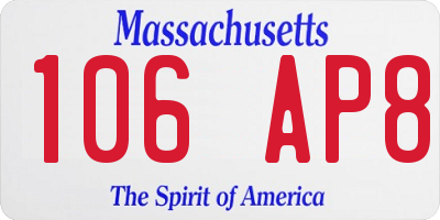 MA license plate 106AP8