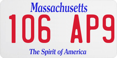 MA license plate 106AP9