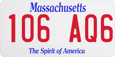 MA license plate 106AQ6