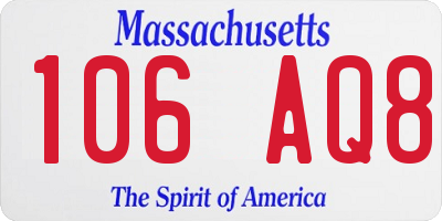 MA license plate 106AQ8