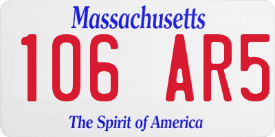 MA license plate 106AR5