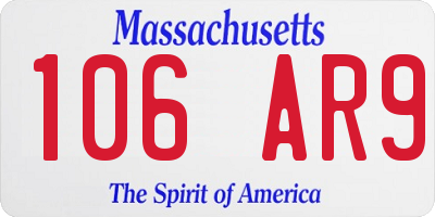 MA license plate 106AR9