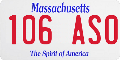 MA license plate 106AS0