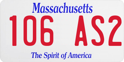 MA license plate 106AS2