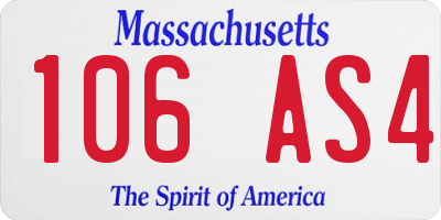MA license plate 106AS4