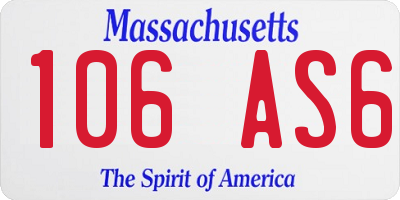 MA license plate 106AS6