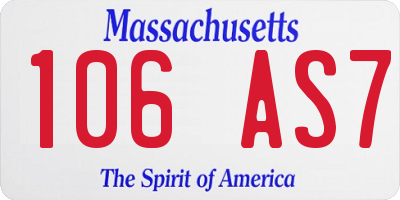 MA license plate 106AS7