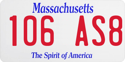 MA license plate 106AS8
