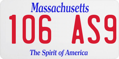 MA license plate 106AS9