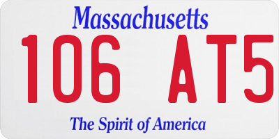 MA license plate 106AT5