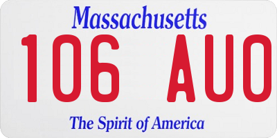 MA license plate 106AU0