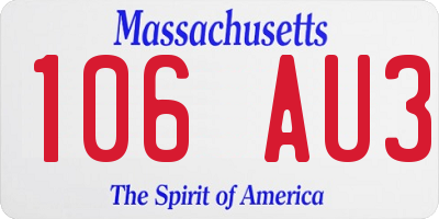 MA license plate 106AU3