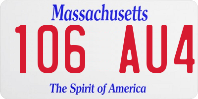 MA license plate 106AU4