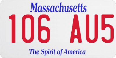 MA license plate 106AU5