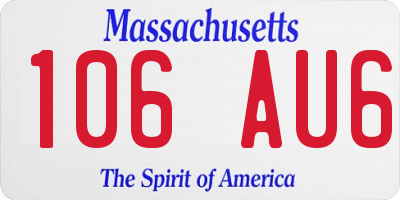 MA license plate 106AU6
