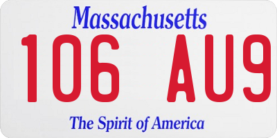 MA license plate 106AU9