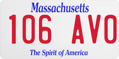 MA license plate 106AV0