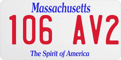MA license plate 106AV2