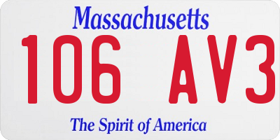 MA license plate 106AV3