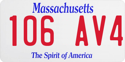 MA license plate 106AV4