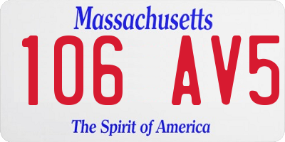 MA license plate 106AV5