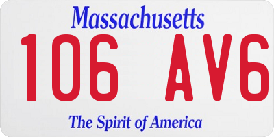 MA license plate 106AV6