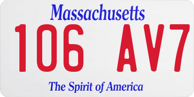 MA license plate 106AV7