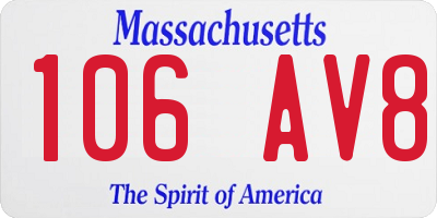 MA license plate 106AV8