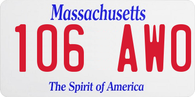 MA license plate 106AW0