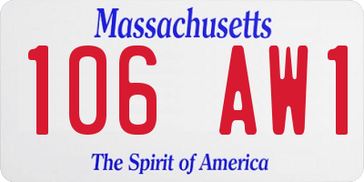 MA license plate 106AW1
