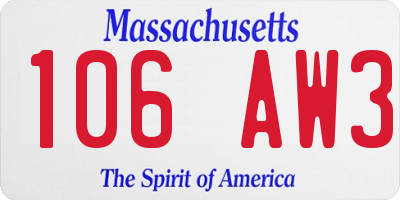 MA license plate 106AW3