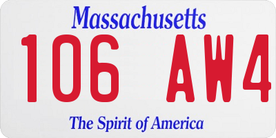 MA license plate 106AW4