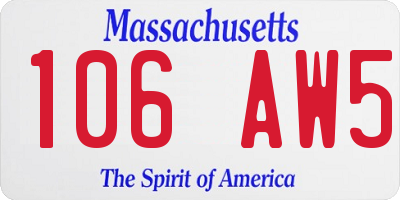 MA license plate 106AW5