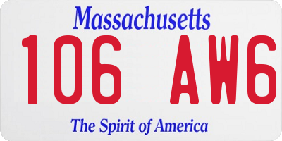 MA license plate 106AW6
