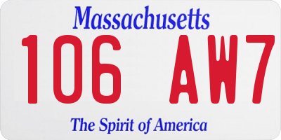 MA license plate 106AW7