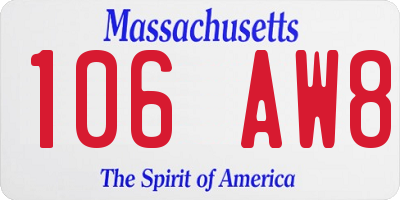 MA license plate 106AW8