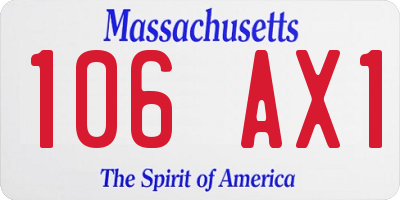 MA license plate 106AX1