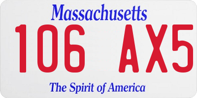 MA license plate 106AX5