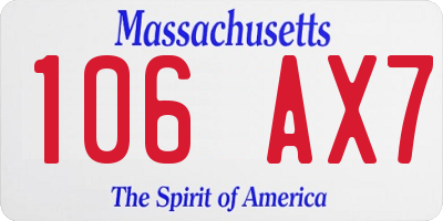 MA license plate 106AX7