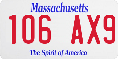 MA license plate 106AX9
