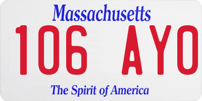 MA license plate 106AY0